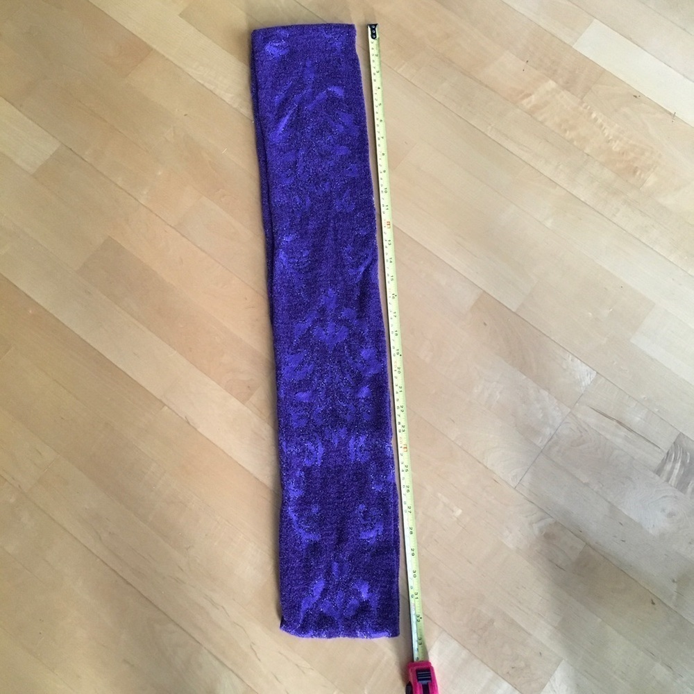 Purple + Silver Metallic Fleur de Lis Floral Infinity Scarf - Picture 11 of 14